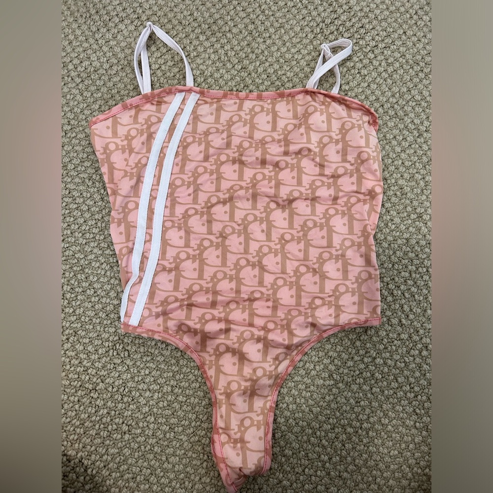 baby pink vintage dior bodysuit swimsuit